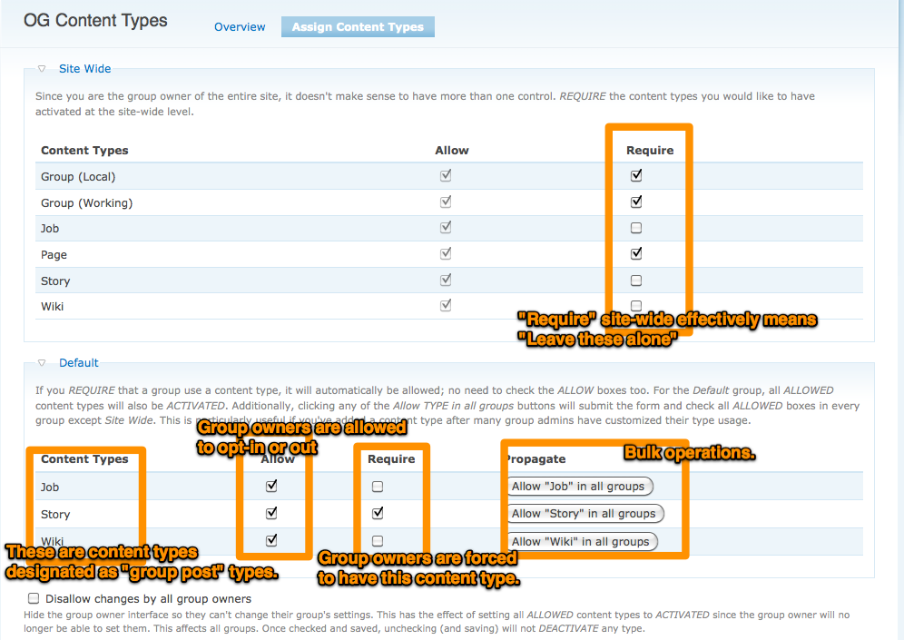 Administrative screen showing various selections.